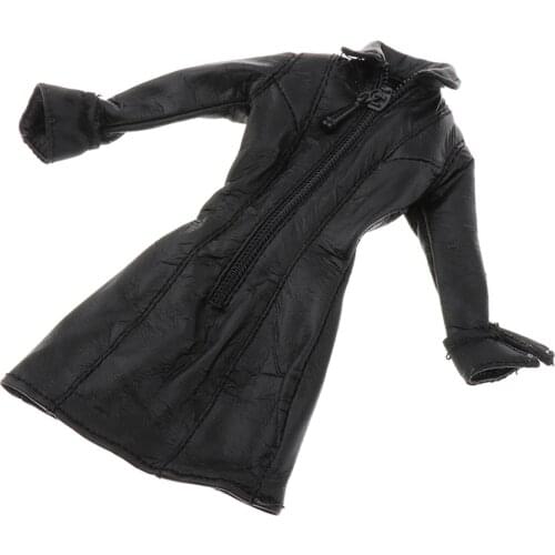 1/12 Scale Figure Clothes Accessory Female Retro Leather Jacket Coat Set for Action Figure Body Black