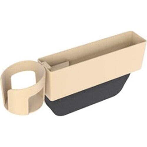 U90C Multi-functional Car Seat Gaps Organizer Storage Box Front Seat Console Side Pocket with Cup Holder Watch Coins Tissue
