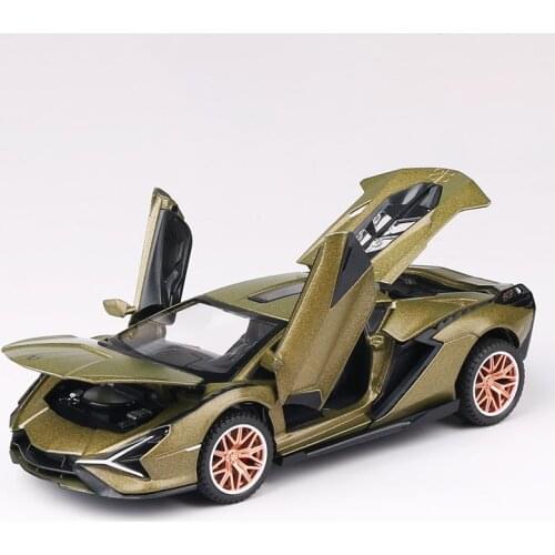 1/32 Die Cast Lambor SIAN FKP37 Supercar Model Toy Vehicle Alloy Pull Back Sound Light Sports Car Toys For Children Kids Gifts
