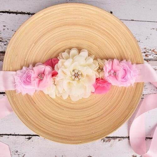 Fashion Flower Maternity Sash Pregnancy belly belt Wedding Bridal Waistband Baby Shower Accessory Postpartum Belt 4 Options
