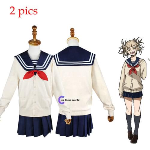 My Hero Academia Cosplay Costume Wig Anime Netherstock Boku No Hero Academia Himiko Toga JK Sailor Sweaters Uniform for Girl