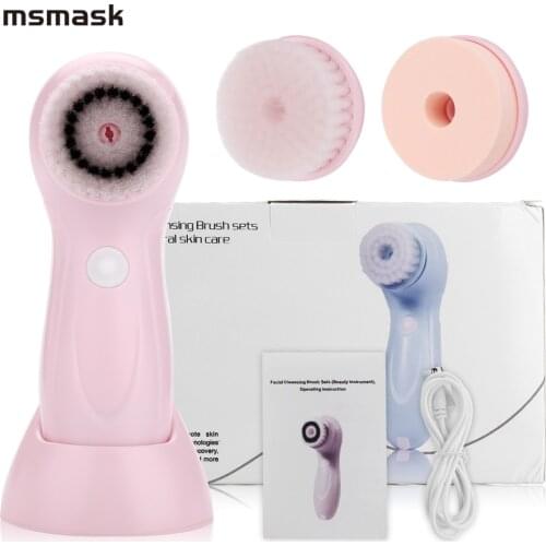 New Electric Facial Cleansing Brush 3 IN 1 Multifunctional Face Cleanser Face Spa Facial Washing Cleaning Brush Beauty Massager