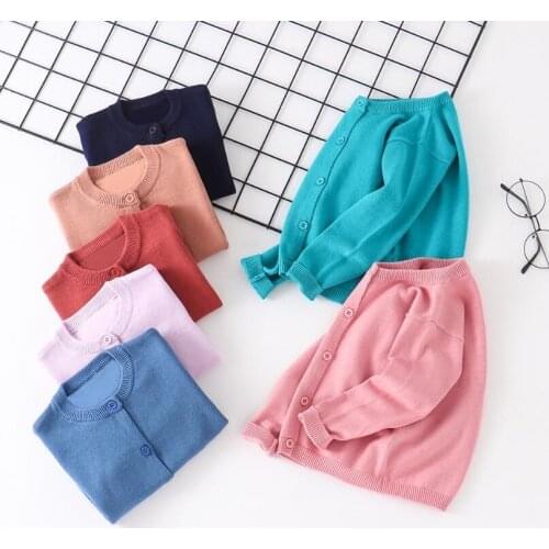 Baby Toddler Clothes Candy Color Boys Girls Sweaters Cardigan Knitted Coat Children Long Sleeve Outerwear Kids Sweater Cardigans