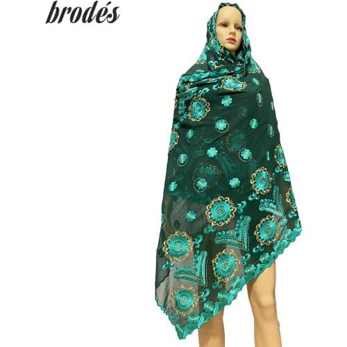 African Chiffon Fashion Dubai Pashmina Cord Emroider Ring Diamond Shawl Wrap Chemical Lace Stole Net Scarf Headband For Lady