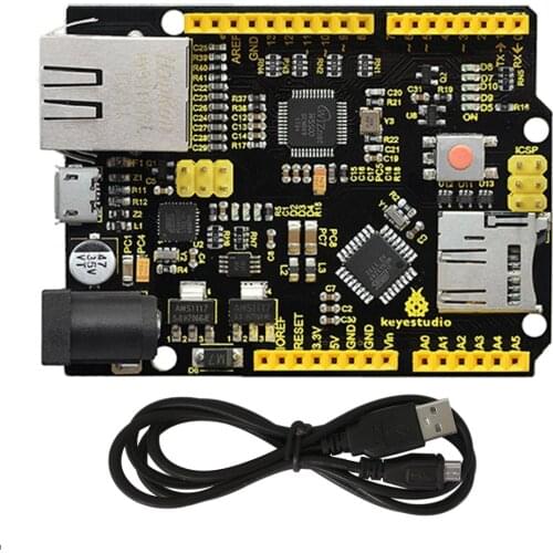 Keyestudio W5500 ETHERNET DEVELOPMENT BOARD For Arduino DIY Project (WITHOUT POE) CE/ FCC