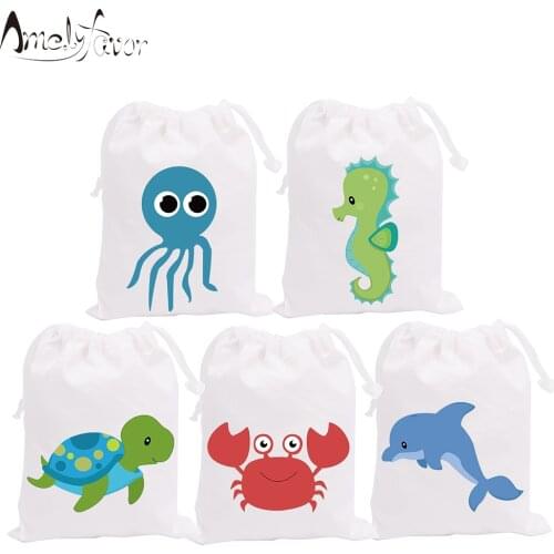 Under the Sea Party Favor Bags Marine Animals Theme Crab Octopus Gift Bags Baby Shower Kids Birthday Party Container Supplies