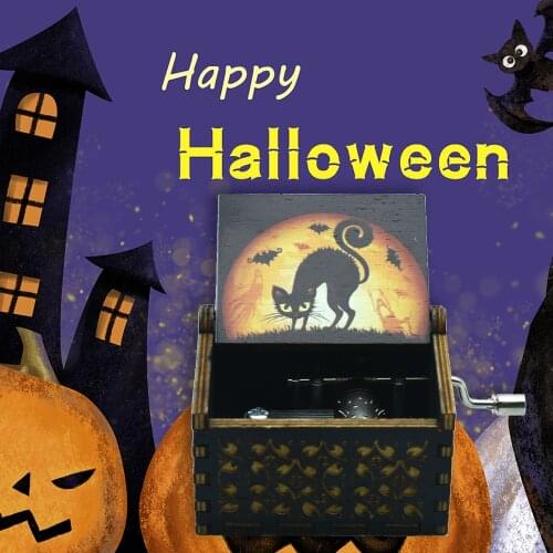 Happy Halloween Gift Handmade Music Wooden Box Holiday Gift Birthday Gift