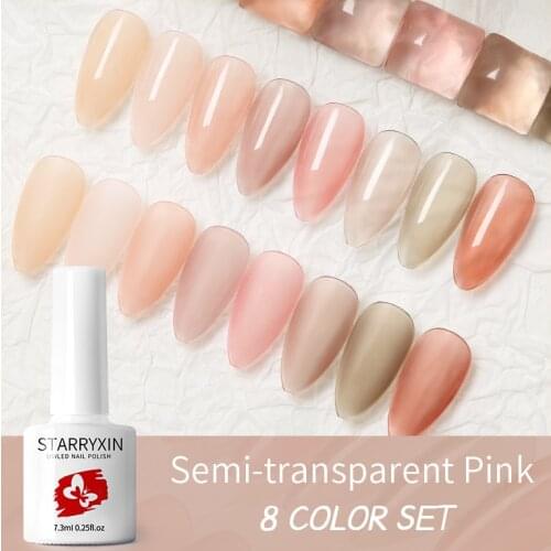 STARRYXIN UV Gel Nail Polish 7.3ML Semi-transparent Opal Jelly Nail Gel Polish Blue Varnish Soak Off UV Led Nail Art Laquer