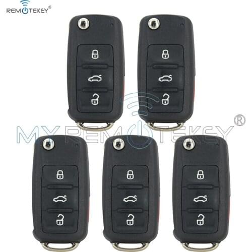 Remtekey 5pcs Flip remote key 4 button 5K0837202AE 315 Mhz for VW Bettle CC EOS Golf Jetta Passat Tiguan Touareg 2014 2015 2016