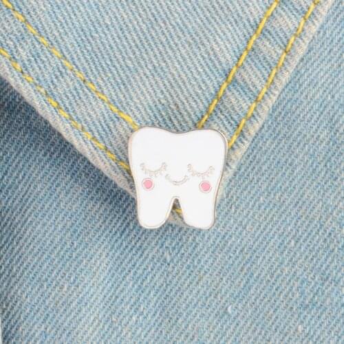Cute Smile Face Tooth Enemal Brooches Pin Women Children Jewelry Trendy Gifts