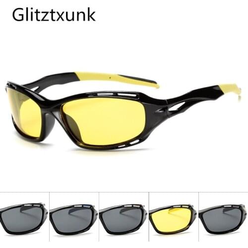 Glitztxunk Polarized Sunglasses Men Women Square Brand Designer Retro Sports Driving Sun Glasses Male Night Vision Goggles UV400
