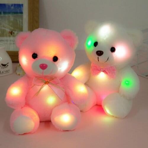 Luminous 22cm Light Up LED Teddy Bear Stuffed Animal Plush Toys Sitting Teddy Bear Glowing In The Dark Christmas Gift For Kids