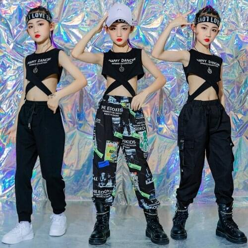 Hip-Hop Steet Dance Clothes Girl Sets Dancer Outfit Stage Costume Rave Clothing Crop Tops Cargo Pants Concert Outfits DL8340