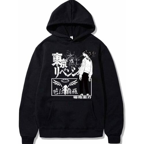Tokyo Revengers Baji Keisuke Hot Anime Hoodie Long Sleeve Loose V-neck Tops Print Winter Hip Hop Streetwear