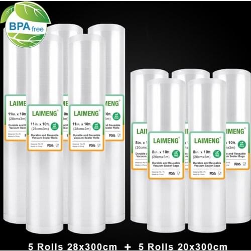 LAIMENG 10 Rolls Vacuum Packaging Rolls Vacuum Bags For Vacuum Sealer Food Preservation Pack Bags Food Storage Stretch Film R249