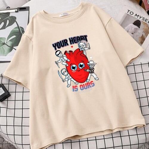 You Heart Is Ours Women T Shirts Camisetas De Mujer Short Sleeve Tee Shirt Tshirts Vetement Femme Tumblr Tops Roupas Femininas