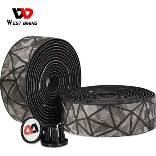 WEST BIKING Road Bicycle Soft Handlebar Tape EVA Anti-slip Damping Bike Bull Horn Handle Bar Tape Cycling Wrap With End Plug