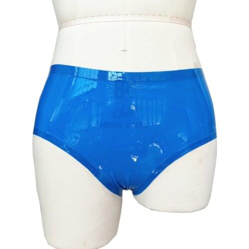 Natural Latex Women Briefs Blue Rubber Tight Shorts Plus Size Custom Made Panties Handmade Dropshipping RPW085