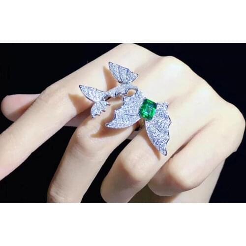 Cocktail ring 3 butterflies ring 925 sterling silver with cubic zircon butterfly fine women jewelry for party free shipping