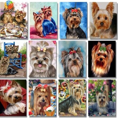 Full Round Drill 5D DIY Diamond Embroidery Dog Yorkshire Terrier Diamond Painting Cross Stitch Rhinestone Mosaic Home Decor Gift