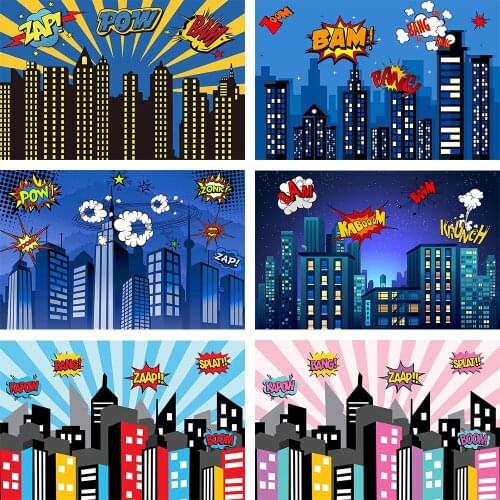 Avezano Backdrop For Photography Birthday Party City Building Night Superhero Newborn Baby Shower Decor Backgrounds Photo Studio