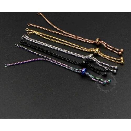 22cm long rose gold silver stainless steel DIY charm bracelet with 1.8mm thick box chain adjustable bracelet supplies 1900187