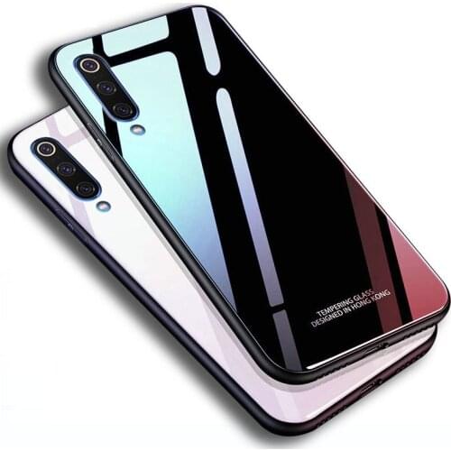 For Xiaomi Mi 9 SE case Glossy Tempered Glass Soft Silicone Frame Shockproof Hard Cove for Xiaomi Mi CC9 Phone Cases CC9e Coque