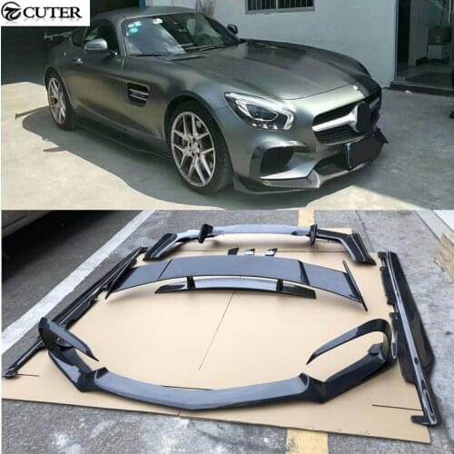 For AMG GT R style Carbon Fiber front bumper lip rear diffuser side skirts rear spoiler for Benz AMG GT car body kit 15-16