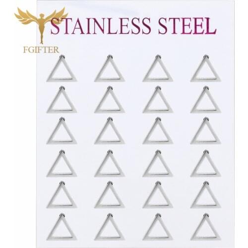 FGifter Wholesale Stainless Steel Jewelry for Women Hollow Triangle Stud Earring 12 pairs/lot