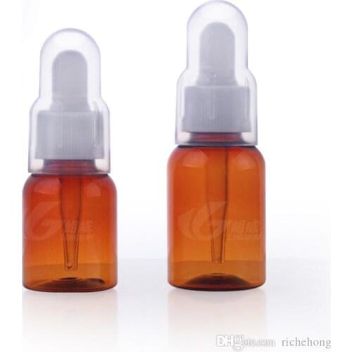 New 25ml 35ml Amber PET Bottles With Glass Teats Dropper ,Essential Oil Bottle,Sample Makeup Vials