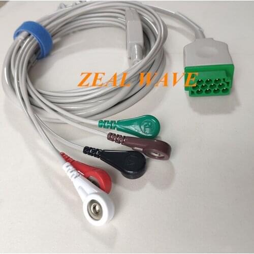 GE One-Piece ECG Lead Cable GE Monitor ECG Lead Cable 5-lead Buckle Type