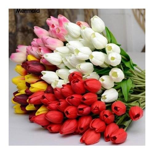 10pcs Tulip Artificial Flower Silky Artificial Bouquet Fake Flower for Wedding Decoration Flowers Home Garden Decor