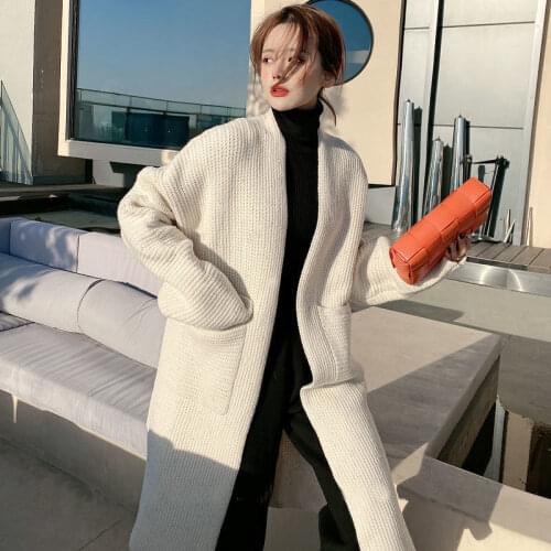 Korobov Autumn Winter Thick Women Cardigans Sweaters Vintage Knit Long V Neck Cardigan Korean Chic Oversize Female Sweater