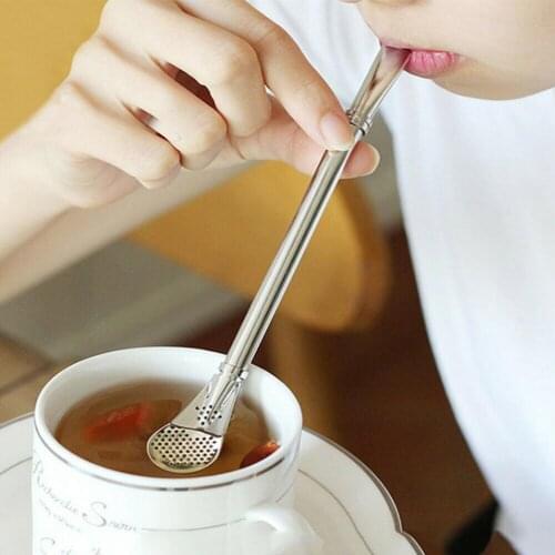 2Pcs 2 In 1 Straw And Colander In One Straw Colander Filter Design Creative Smooth Brim Innovative Stirring Spoon for Beverage