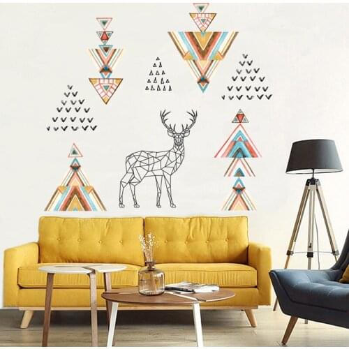 Creative wireframe elk wall sticker PVC Material DIY art wall decals For Living room sofa background wall home decor sticker