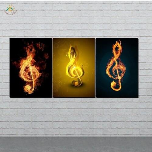 Wall Art HD Prints Canvas Art Painting Modular Picture And Poster Canvas Painting Fire Abstract Music Notes Decor Home 3 PIECES