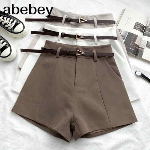 2021 New Summer Fashion All-match sashes Shorts high waist slim Suit Shorts casual Shorts wide leg Shorts