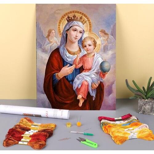 Region Icons Pre-Printed 11CT Cross Stitch Kit Embroidery DMC Threads Handicraft Sewing Handiwork Hobby Stamped Gift