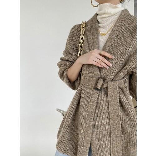 Korean Style Casual Knit Top Thick Cardigan Women Pull Femme Autumn Winter Sweater Long Sleeve Tops Loose Vintage Jacket