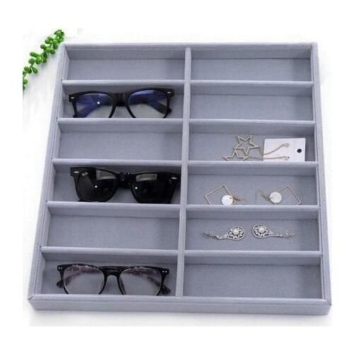 Enlightened Decor New Large Suede Gray Division Glasses Stand