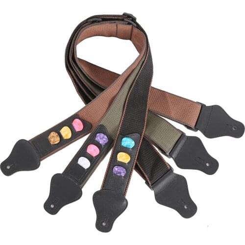 Adjustable Acoustic Electric Guitar Bass Shoulder Strap Belt with 3 Plectrums Guitar Bass Shoulder Strap Belt Shoulder Strap Bel