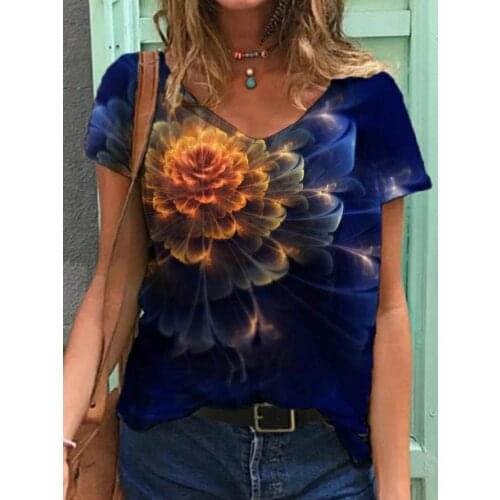 Shirt Blouse Fashion 2021 Large Size Tops Women Casual V Neck Shirt Ladies Loose Floral Print Tunic Shirt