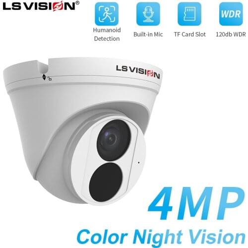 LSVISION Starlight Camera Built-in MIC 4MP IP67 Network IP Camera CCTV POE Camera Full Color Night Vision Surveillance Camera