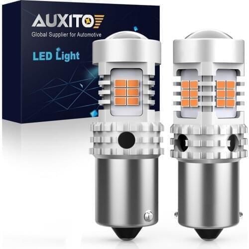 AUXITO No Hyper Flash T20 W21W LED Bulb No Error BAU15S PY21W LED Canbus 7440 1156 BA15S P21W LED Lamp Turn Signal Lights Amber