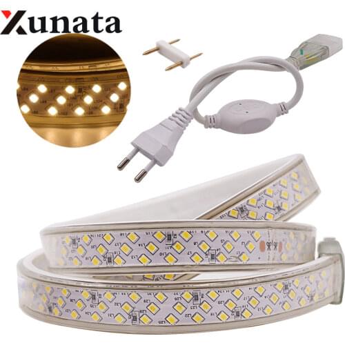 AC220V LED Strip SMD 2835 Three Row Flexible Waterproof Led Ribbon Tape 276Leds/m Rope Light Strip Home Decoration With EU Plug