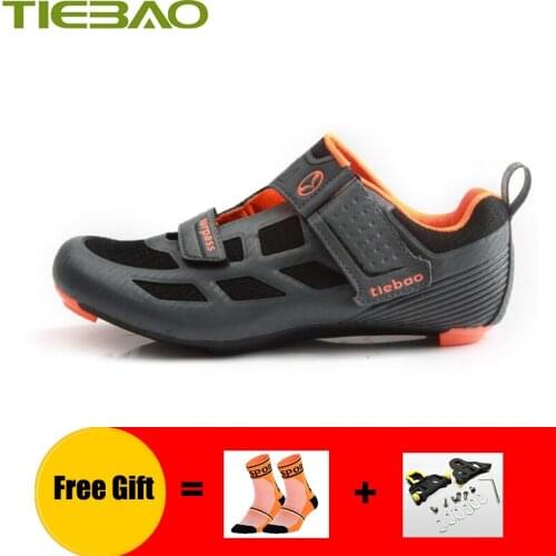 TIEBAO Road cycling shoes men sapatilha ciclismo men self-locking breathable Triathlon shoes riding bicycle road bike sneakers