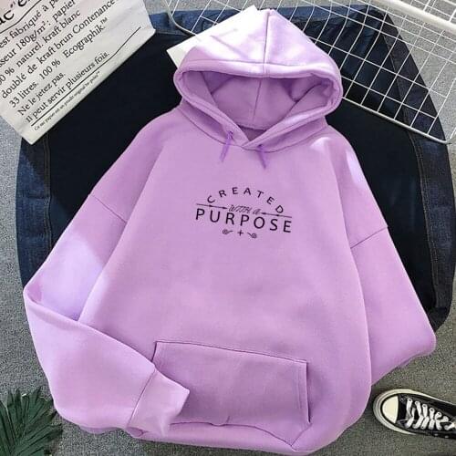 Created Purpose Letter Print Korean Style Hoodie Womens Sweatshirt Harajuku Streetwear Warm Punk Hoody Ladies Fashion Simple
