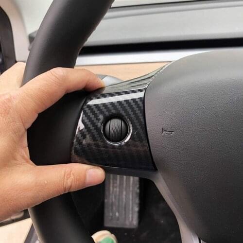 Carbon Fiber Style Interior Exterior Cover Trims Accessories for Tesla Model 3 2017 2018 2019 (Steering Wheel)