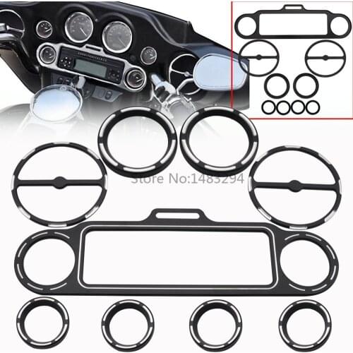 Motorcycle Inner Fairing Trim Kit Stereo Accent Speedometer Gauge Bezel Cover Radio Trim Ring for Harley Electra Glide Trike New