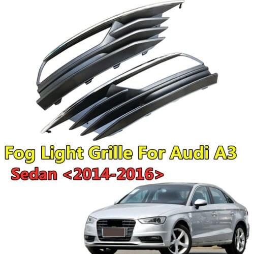 WL ABS Car Front Lower Bumper Frame Fog Light Grille For Audi A3 Sedan 2014 2015 2016 Foglamp Grills Replacement Accessory